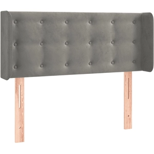 vidaXL Tête de lit avec oreilles Gris clair 147x16x78/88 cm Velours pas cher