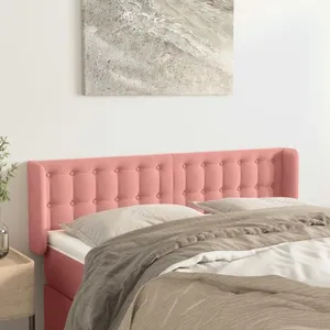 vidaXL Tête de lit avec oreilles Rose 147x16x78/88 cm Velours pas cher