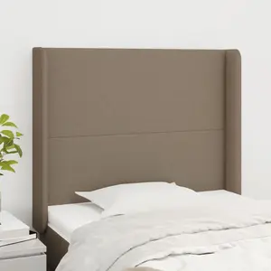 vidaXL Tête de lit avec oreilles Taupe 93x16x118/128 cm Tissu pas cher