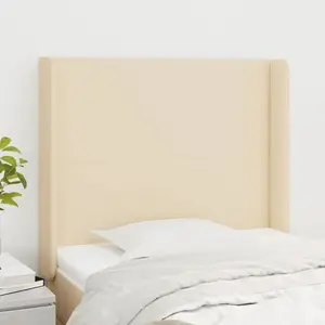 vidaXL Tête de lit avec oreilles Crème 93x16x118/128 cm Tissu pas cher