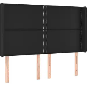 vidaXL Tête de lit avec oreilles Noir 147x16x118/128 cm Similicuir pas cher
