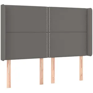 vidaXL Tête de lit avec oreilles Gris 147x16x118/128 cm Similicuir pas cher