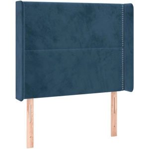 vidaXL Tête de lit avec oreilles Bleu foncé 163x16x118/128 cm Velours pas cher