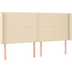 vidaXL Tête de lit avec oreilles Crème 183x16x118/128 cm Tissu pas cher