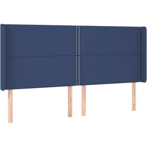 vidaXL Tête de lit avec oreilles Bleu 183x16x118/128 cm Tissu pas cher