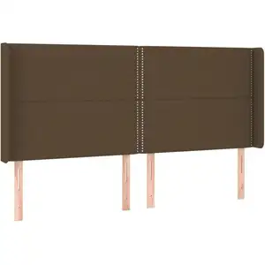 vidaXL Tête de lit avec oreilles Marron foncé 183x16x118/128 cm Tissu pas cher