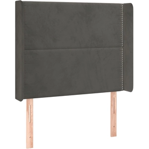 vidaXL Tête de lit avec oreilles Gris foncé 203x16x118/128 cm Velours pas cher