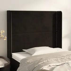 vidaXL Tête de lit avec oreilles Noir 103x16x118/128 cm Velours pas cher