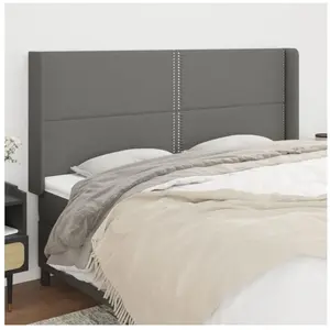 vidaXL Tête de lit avec oreilles Gris foncé 183x16x118/128 cm Tissu pas cher