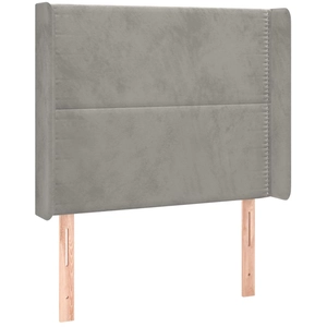 vidaXL Tête de lit avec oreilles Gris clair 147x16x118/128 cm Velours pas cher