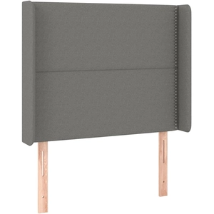 vidaXL Tête de lit avec oreilles Gris foncé 147x16x118/128 cm Tissu pas cher