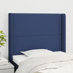 vidaXL Tête de lit avec oreilles Bleu 103x16x118/128 cm Tissu pas cher