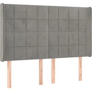 vidaXL Tête de lit avec oreilles Gris clair 147x16x118/128 cm Velours pas cher