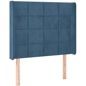 vidaXL Tête de lit avec oreilles Bleu foncé 103x16x118/128 cm Velours pas cher