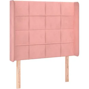 vidaXL Tête de lit avec oreilles Rose 103x16x118/128 cm Velours pas cher