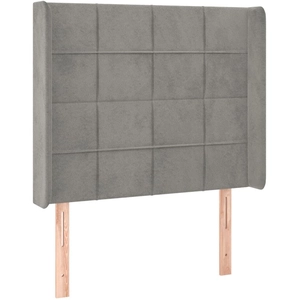 vidaXL Tête de lit avec oreilles Gris clair 93x16x118/128 cm Velours pas cher