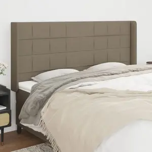 vidaXL Tête de lit avec oreilles Taupe 183x16x118/128 cm Tissu pas cher