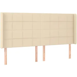 vidaXL Tête de lit avec oreilles Crème 183x16x118/128 cm Tissu pas cher