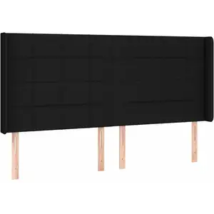 vidaXL Tête de lit avec oreilles Noir 183x16x118/128 cm Tissu pas cher