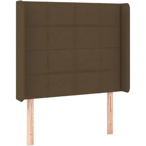 vidaXL Tête de lit avec oreilles Marron foncé 103x16x118/128 cm Tissu pas cher