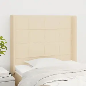 vidaXL Tête de lit avec oreilles Crème 93x16x118/128 cm Tissu pas cher