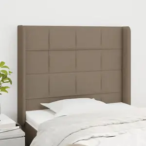 vidaXL Tête de lit avec oreilles Taupe 83x16x118/128 cm Tissu pas cher