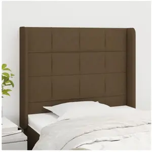 vidaXL Tête de lit avec oreilles Marron foncé 93x16x118/128 cm Tissu pas cher