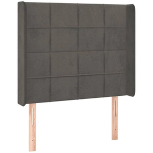 vidaXL Tête de lit avec oreilles Gris foncé 83x16x118/128 cm Velours pas cher