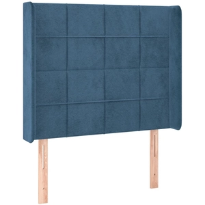 vidaXL Tête de lit avec oreilles Bleu foncé 83x16x118/128 cm Velours pas cher
