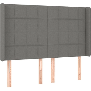 vidaXL Tête de lit avec oreilles Gris foncé 147x16x118/128 cm Tissu pas cher