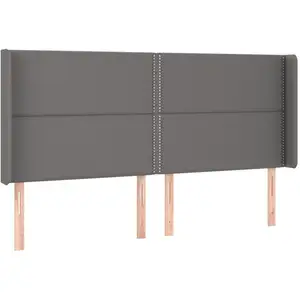 vidaXL Tête de lit avec oreilles Gris 203x16x118/128 cm Similicuir pas cher