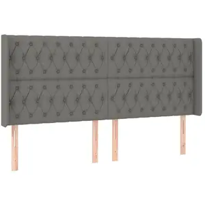 vidaXL Tête de lit avec oreilles Gris foncé 183x16x118/128 cm Tissu pas cher