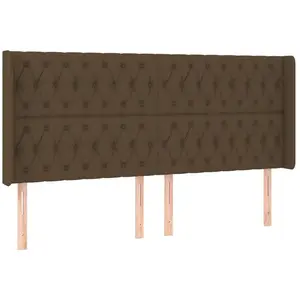 vidaXL Tête de lit avec oreilles Marron foncé 183x16x118/128 cm Tissu pas cher