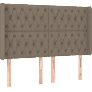 vidaXL Tête de lit avec oreilles Taupe 147x16x118/128 cm Tissu pas cher