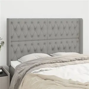 vidaXL Tête de lit avec oreilles Gris clair 163x16x118/128 cm Tissu pas cher