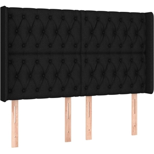 vidaXL Tête de lit avec oreilles Noir 163x16x118/128 cm Tissu pas cher