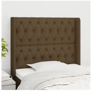 vidaXL Tête de lit avec oreilles Marron foncé 93x16x118/128 cm Tissu pas cher