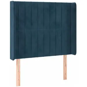 vidaXL Tête de lit avec oreilles Bleu foncé 93x16x118/128 cm Velours pas cher
