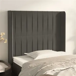 vidaXL Tête de lit avec oreilles Gris foncé 103x16x118/128 cm Velours pas cher