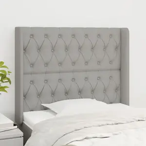vidaXL Tête de lit avec oreilles Gris clair 103x16x118/128 cm Tissu pas cher
