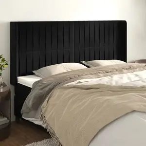 vidaXL Tête de lit avec oreilles Noir 183x16x118/128 cm Velours pas cher