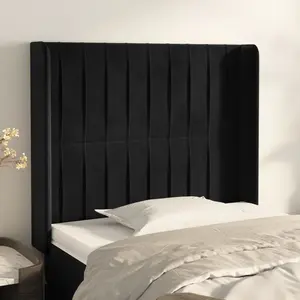 vidaXL Tête de lit avec oreilles Noir 83x16x118/128 cm Velours pas cher