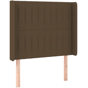 vidaXL Tête de lit avec oreilles Marron foncé 203x16x118/128 cm Tissu pas cher