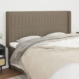 vidaXL Tête de lit avec oreilles Taupe 183x16x118/128 cm Tissu pas cher