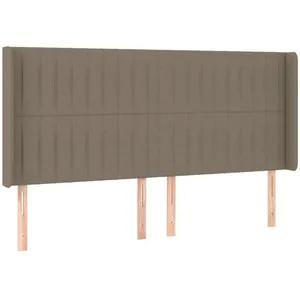 vidaXL Tête de lit avec oreilles Taupe 203x16x118/128 cm Tissu pas cher