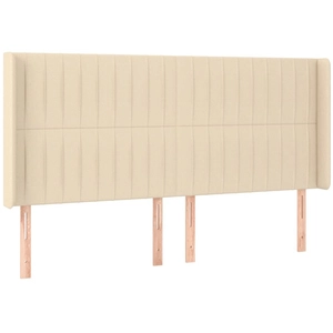 vidaXL Tête de lit avec oreilles Crème 203x16x118/128 cm Tissu pas cher