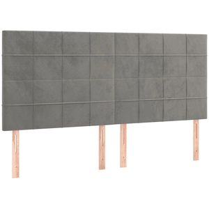 vidaXL Têtes de lit 4 pcs Gris clair 90x5x78/88 cm Velours pas cher