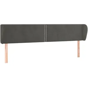 vidaXL Tête de lit avec oreilles Gris foncé 203x23x78/88 cm Velours pas cher