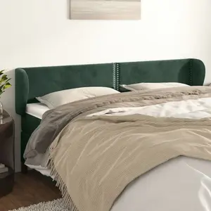vidaXL Tête de lit avec oreilles Vert foncé 183x23x78/88 cm Velours pas cher