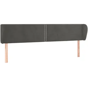 vidaXL Tête de lit avec oreilles Gris foncé 163x23x78/88 cm Velours pas cher